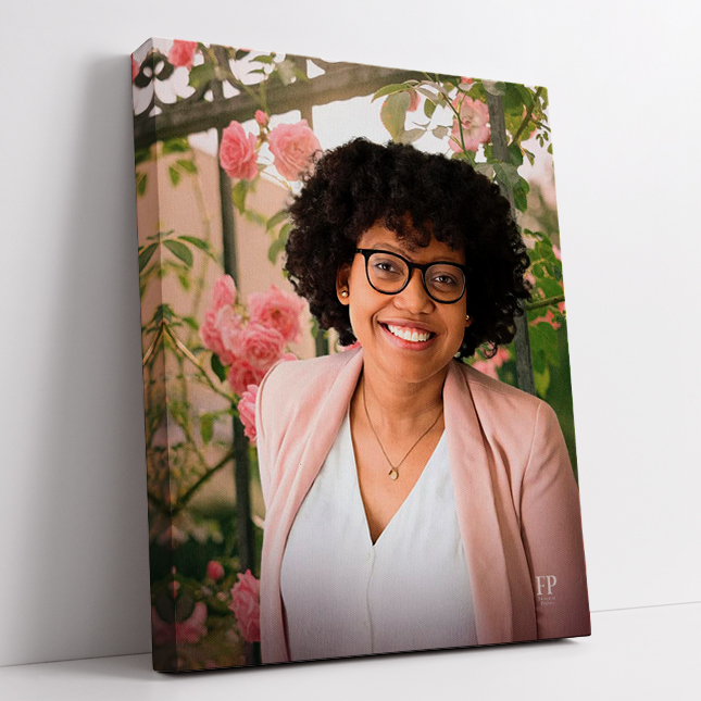 Show details for Wrapped Canvas Memorial Portrait - Entwined Blooms Lifescapes Background