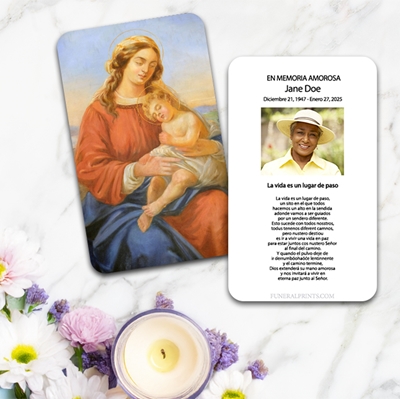 Show details for Mary & Baby Jesus Spanish Prayer Card