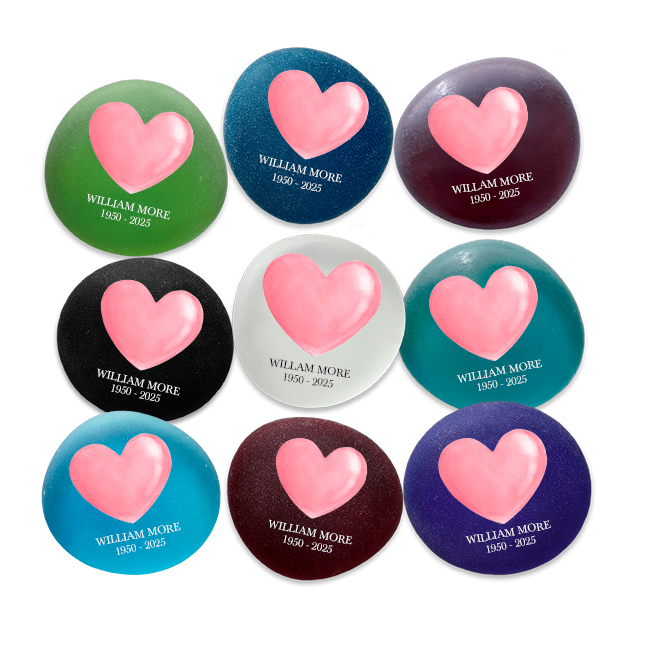 Show details for Multicolor Frosted Assortment Pink Heart Memorial Stone