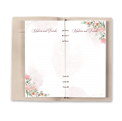 Picture of Pink Gold Floral Guest Book - Brown