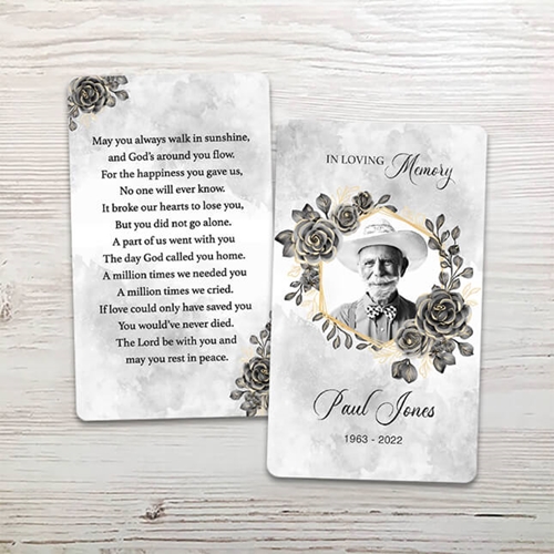 Picture of Black Gold Floral Memorial Card