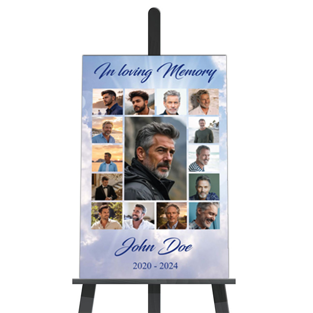 Show details for Cross in Clouds Collage Funeral Poster