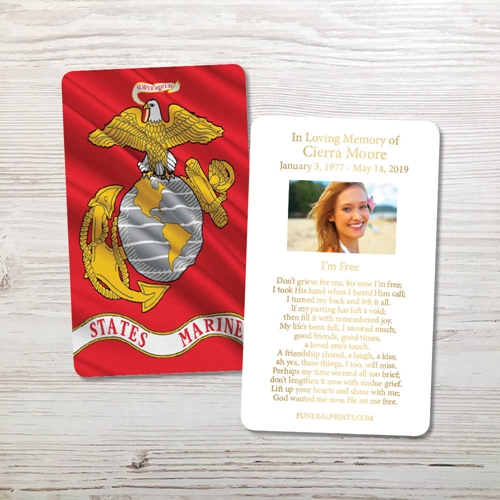 Picture of Marine Flag Gold Foil Memorial Card