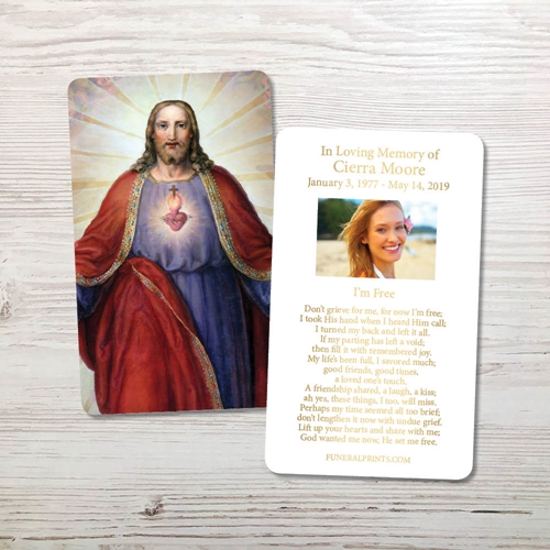 Picture of Jesus Sacred Heart Gold Foil Memorial Card
