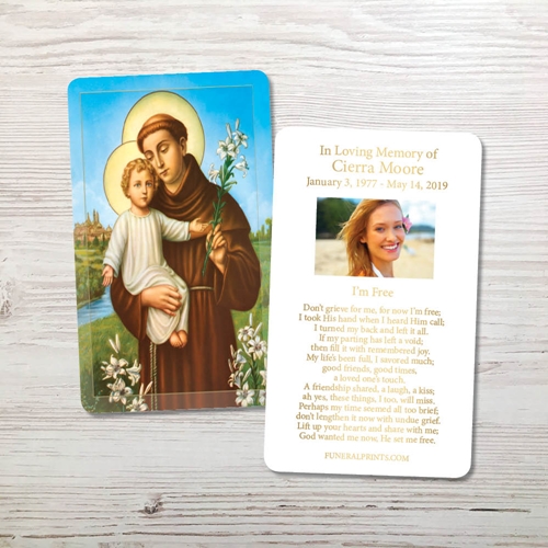 Picture of St. Anthony Gold Foil Memorial Card