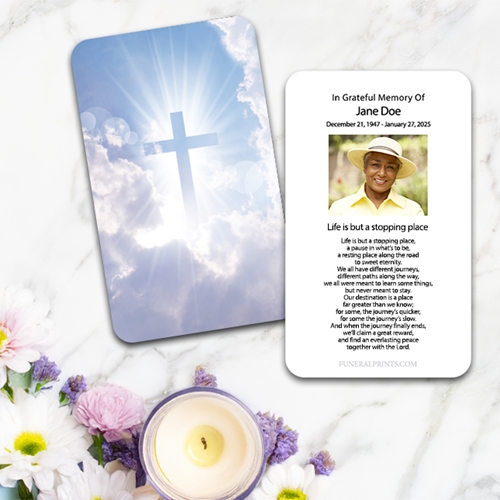 Show details for Cross in Clouds Large Memorial Card (3" x 4.75")