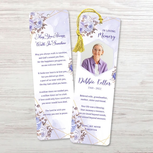 Show details for Purple Gold Floral Bookmark