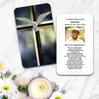 Show details for Dove & Cross Large Memorial Card (3" x 4.75")