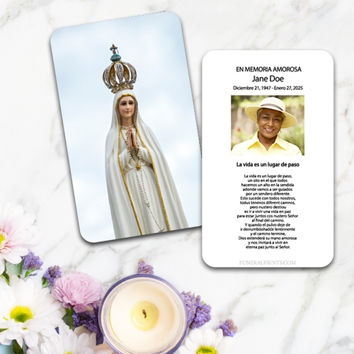 Show details for Our Lady Fatima 2 Spanish Prayer Card
