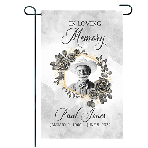 Show details for Black Gold Floral Garden Flag