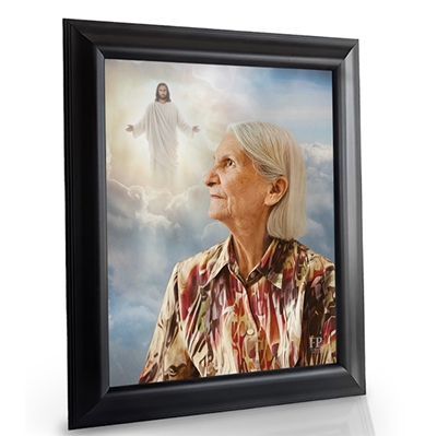Show details for Framed Memorial Portrait - Welcome Home Lifescapes Background