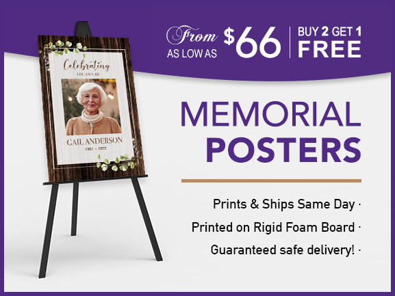 Buy memorial posters for as low as $66 each when you buy 3