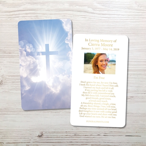 Picture of Cross in the Clouds Gold Foil Memorial Card