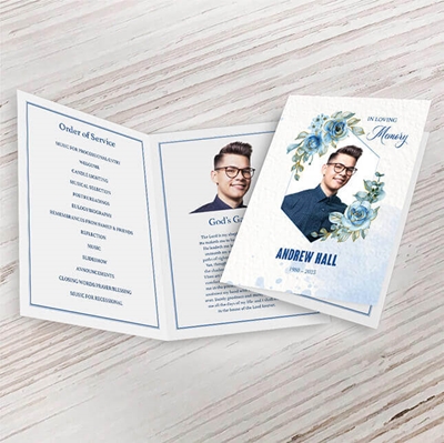 Show details for Blue Floral Memorial Package