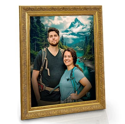 Show details for Framed Memorial Portrait - Scenic Reflection Lifescapes Background