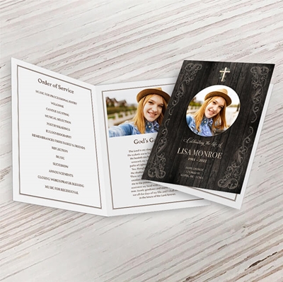 Show details for Rustic Light Brown Funeral Program 