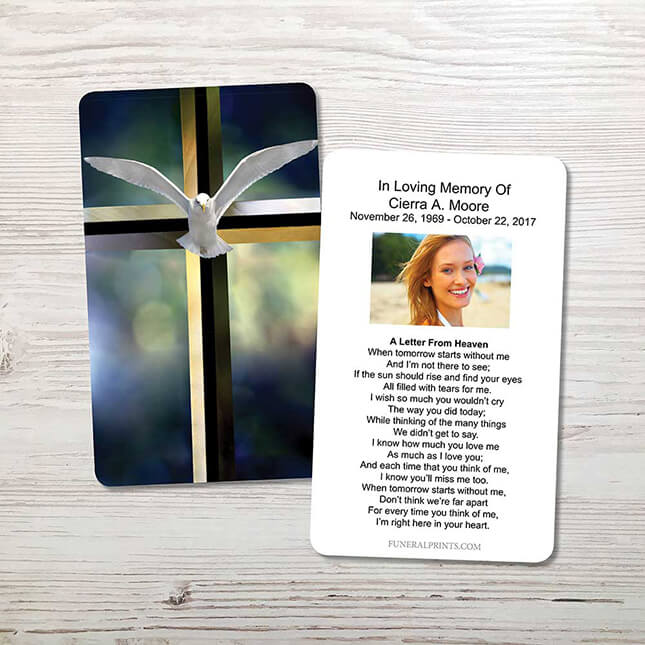 Show details for Dove & Cross Memorial Card