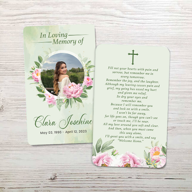 Show details for Cross Peony Memorial Card