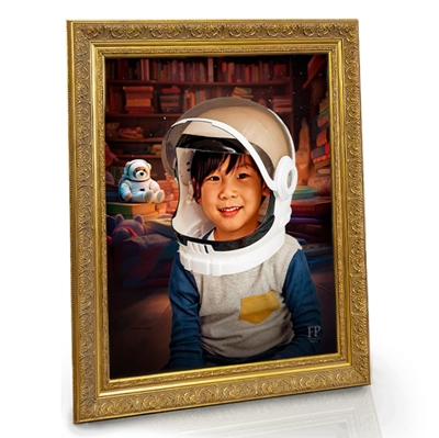 Show details for Framed Memorial Portrait - World of Imagination Lifescape Background