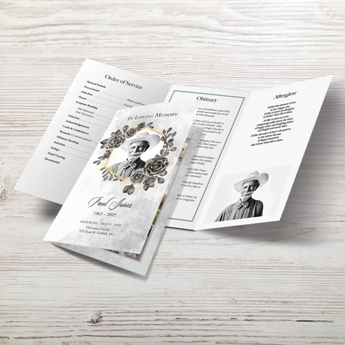 Picture of Black Gold Floral Trifold Program (MegaEdit)