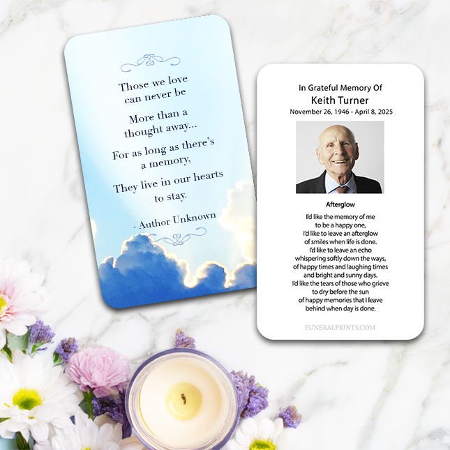 Show details for A Thought Away Quote Prayer Card