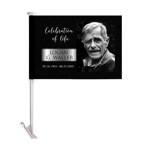 Show details for Black Silver Classic Car Flag