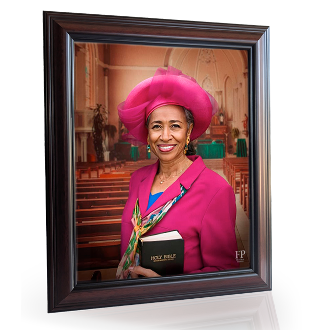 Show details for Framed Memorial Portrait - Sunday Stillness Lifescape Background