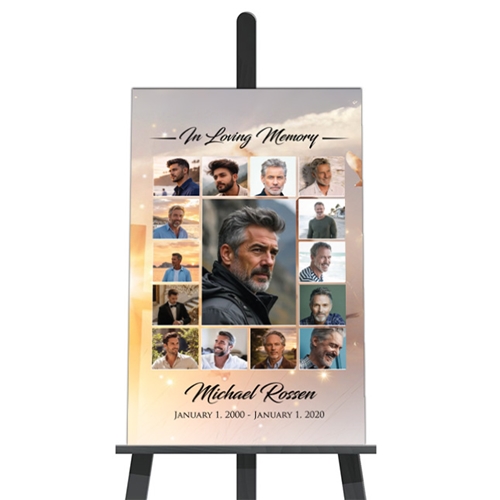 Show details for Cross & Dove Collage Funeral Poster