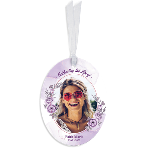 Show details for Purple Floral Oval Ornaments