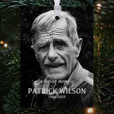 Show details for Single Photo Rectangle Custom Glass Ornament