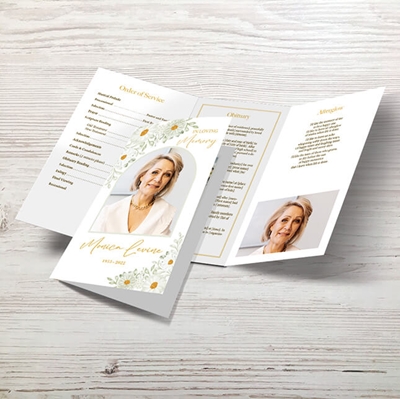 Show details for White Floral Border Memorial Package