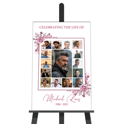 Show details for Pink Floral Collage Funeral Poster