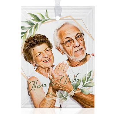 Show details for Green Leaf Rectangle Ornament