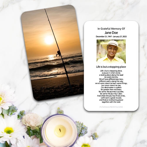 Show details for Fishing Pole Large Memorial Card (3" x 4.75")