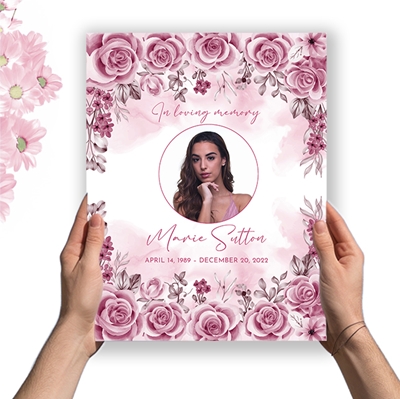 Show details for Pink Floral Border Memorial Package