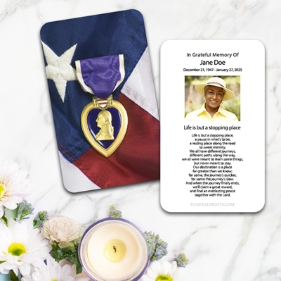 Show details for Purple Heart Large Memorial Card (3" x 4.75")