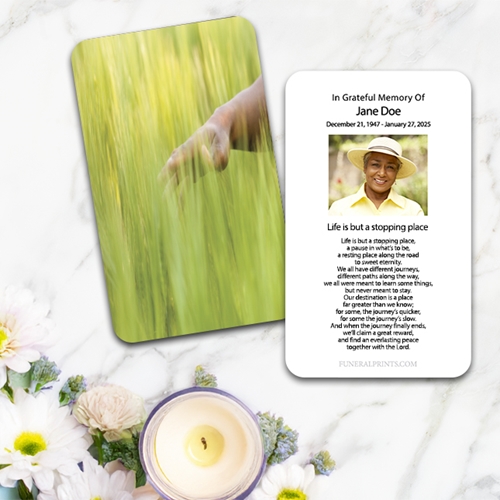 Show details for Green Meadow Spanish Prayer Card