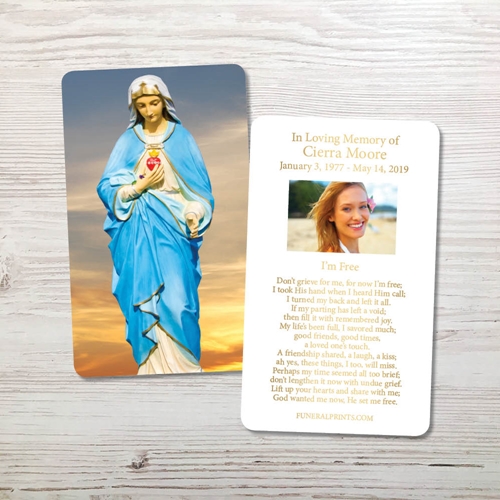 Picture of Virgin Mary Sky 2 Gold Foil Memorial Card
