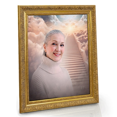Show details for Framed Memorial Portrait - Heavenly Journey Background