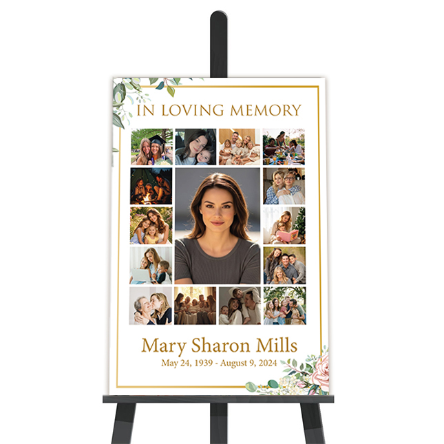 Show details for Floral Collage Funeral Poster