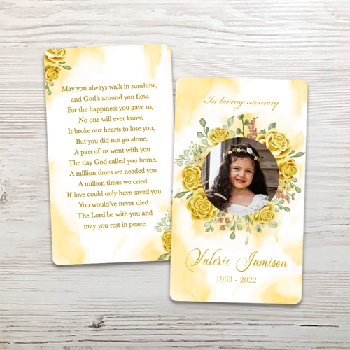 Picture of Yellow Floral Memorial Card