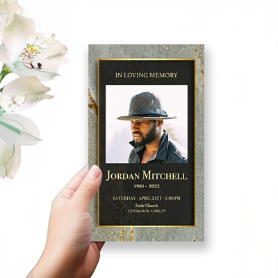 Show details for Gray Gold Marble Trifold Program