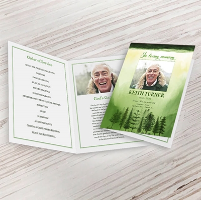 Show details for Green Scenery Watercolor Funeral Program 