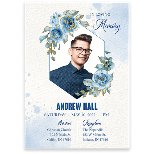 Show details for Blue Floral Invitation