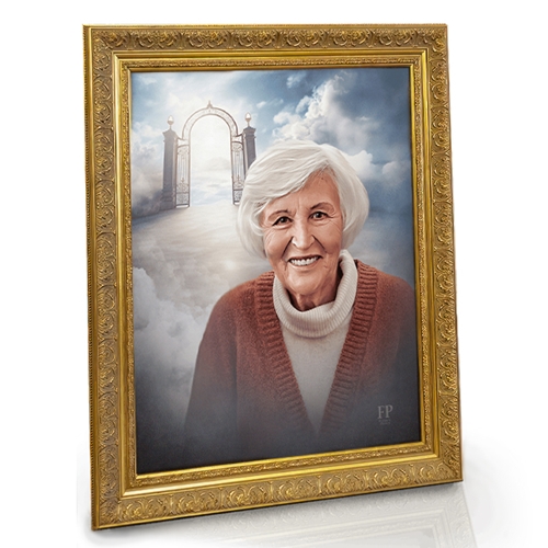 Show details for Framed Memorial Portrait - Heaven Lifescape Background