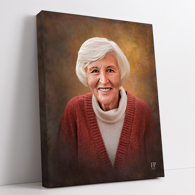 Show details for Wrapped Canvas Memorial Portrait - Old World Background