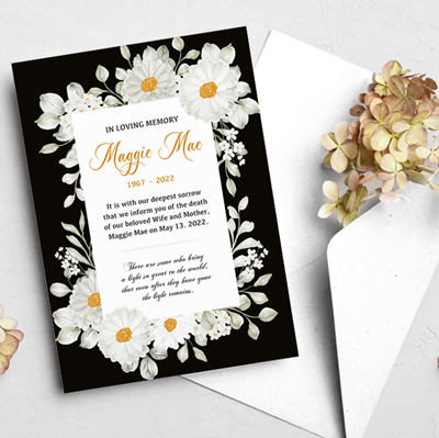 Show details for White Floral Announcement