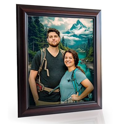 Show details for Framed Memorial Portrait - Scenic Reflection Lifescapes Background