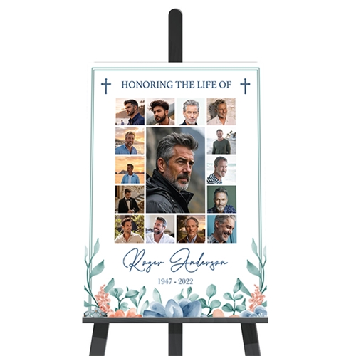 Show details for Multi Floral Religious Collage Funeral Poster