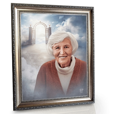Show details for Framed Memorial Portrait - Heaven Lifescape Background